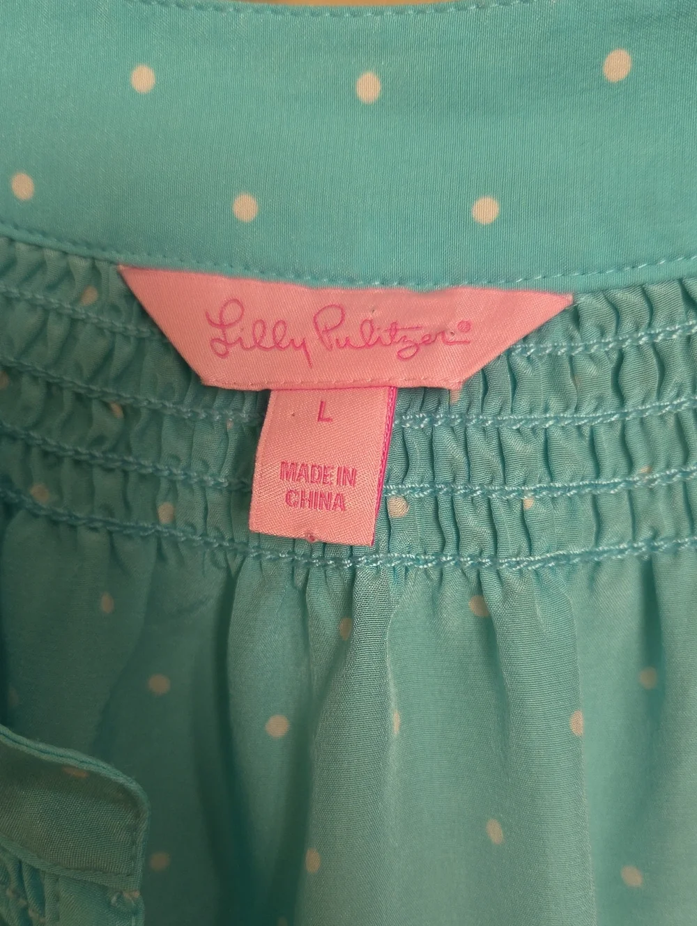 Lilly Pulitzer Light Blue Polka Dot Long-Sleeve Women's Blouse